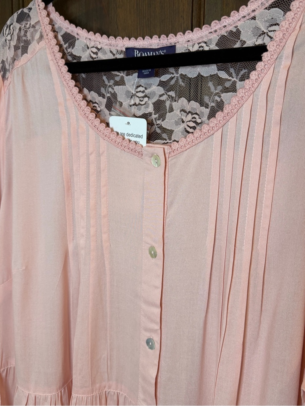 Roamans Plus Size 24W Pink Lace Tunic Blouse Boho Babydoll Tiered Peasant Dress - Picture 3 of 13
